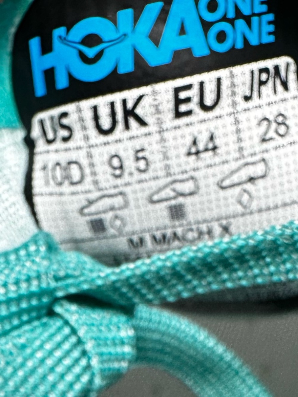 HOKA ONE Mach X Running Shoes White Blue Glass Size 10 Men's - Picture 9 of 10